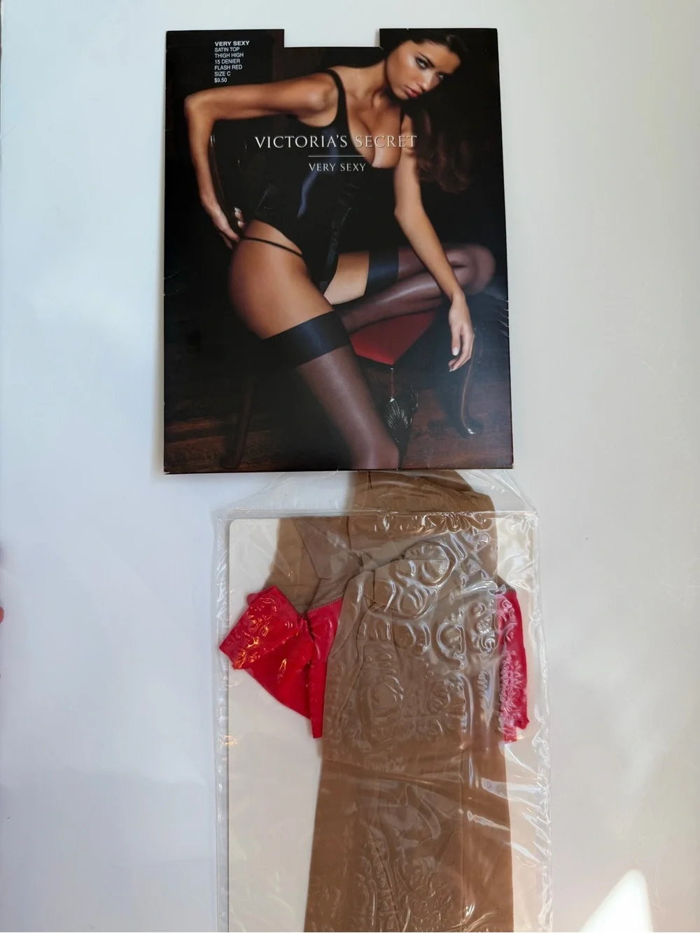 Victoria's Secret Very Sexy Satin Top Thigh Highs - Flash Red